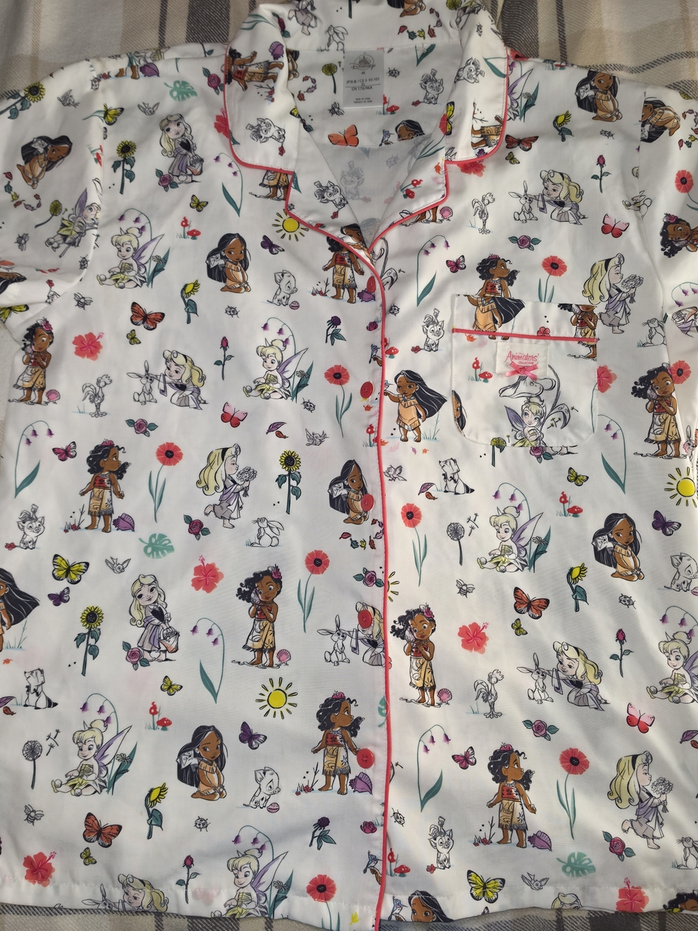 Disney White Pajama Top with Multicolor Princess Print